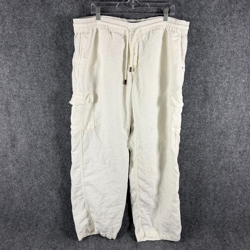 Vilebrequin Linen Cargo Pants Mens XXXL 3XL 38x30 White Drawstring Resort Beach